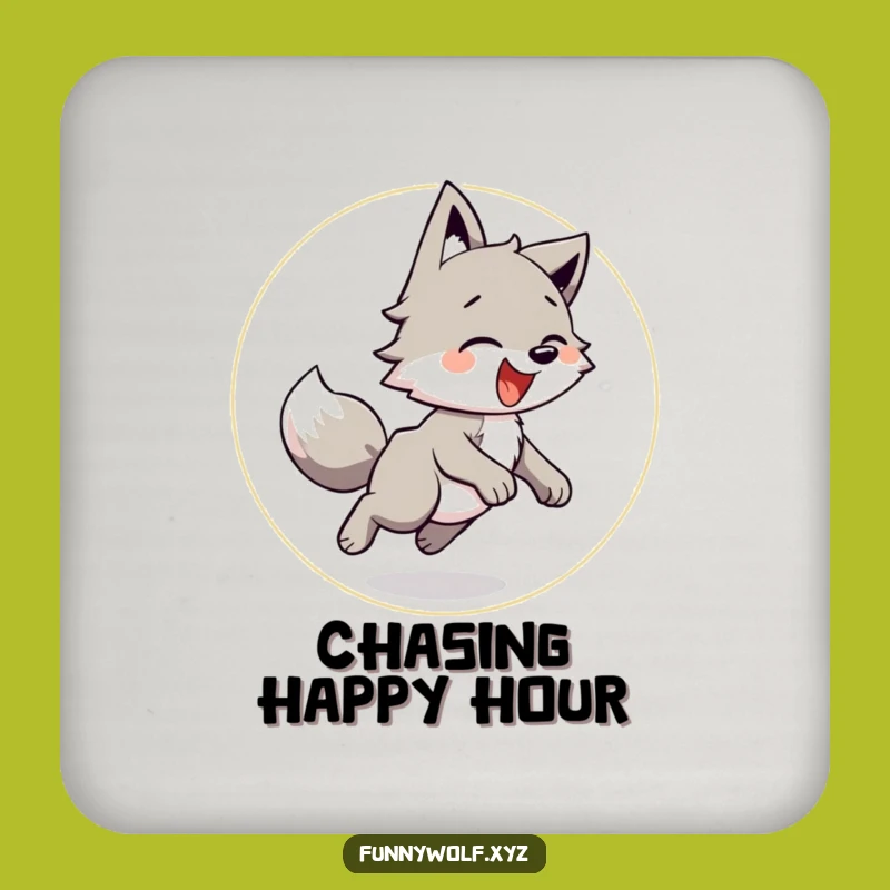 Funny Wolf Chase Coaster: Protect Drinks with Playful Joy Gift