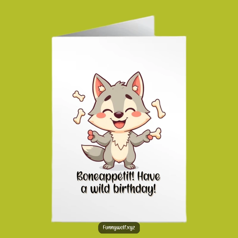 Funny Free Printable Birthday Card: Juggling Wolf Hilarious Downloadable Gift