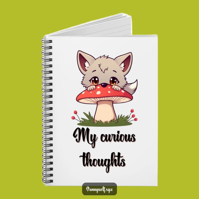 Funny Curious Wolf Mushroom Notebook - Journal Your Wonders & Gift Idea